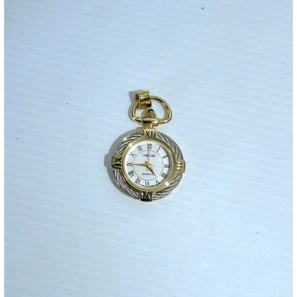 Vintage Cherokee Quartz Gold & Silver Roman Numerals Quartz Watch Pendant Charm - Picture 6 of 6